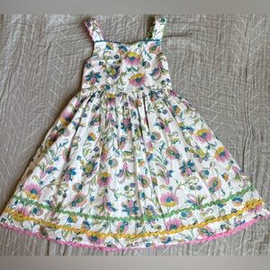 Mini Boden White Floral Sundress with Pink, Yellow & Blue